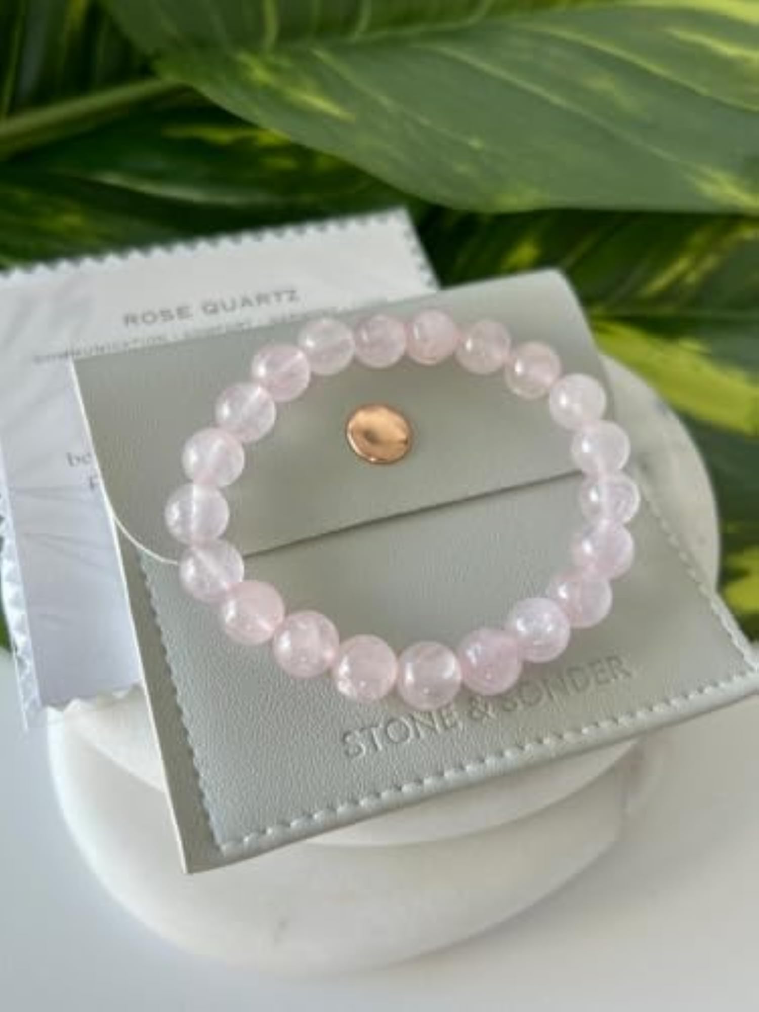 Natural Rose Quartz Stretchable Bracelet, Unisex